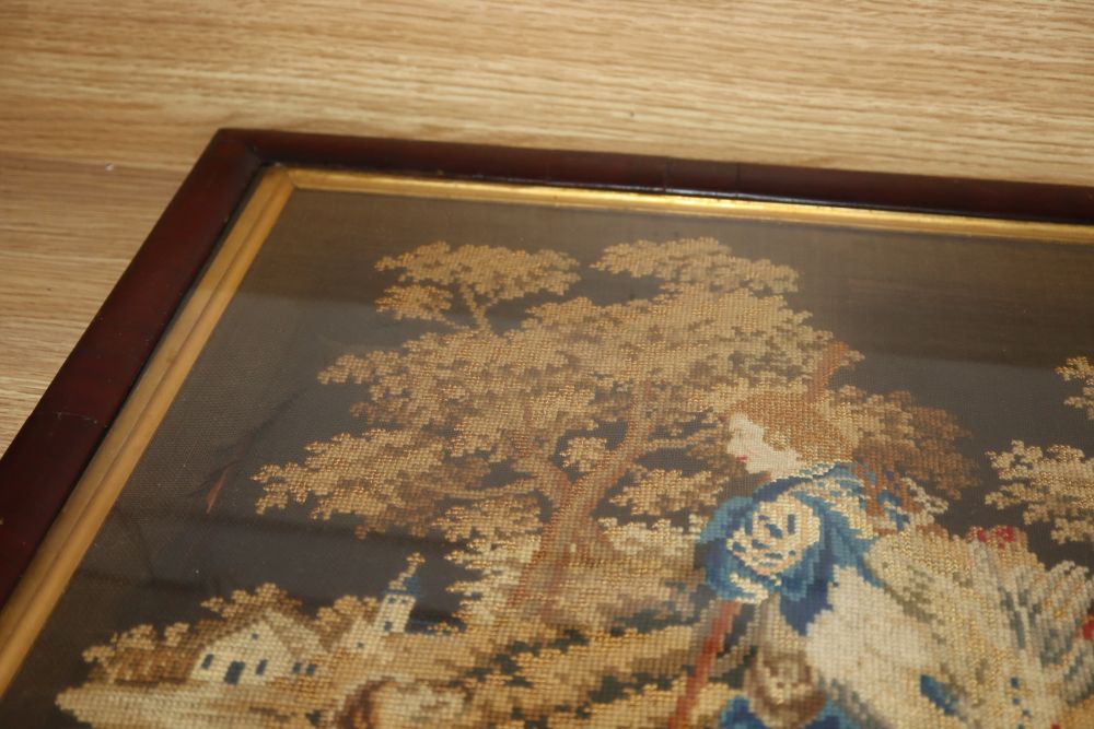 A Berlin needlework and a sampler, 44 x 39.5cm